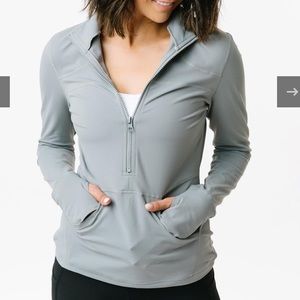 NWT Zyia Grey Pocket 1/2 Zip Pullover